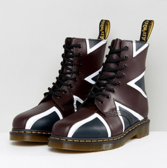 Dr. Martens Shoes - Dr. Martens Pascal Brit Combat Boots Union Jack Flag Women's US 6